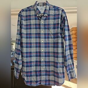 IZOD Saltwater Relaxed Classics Blue Plaid Button-down Long Sleeve, Mens Large